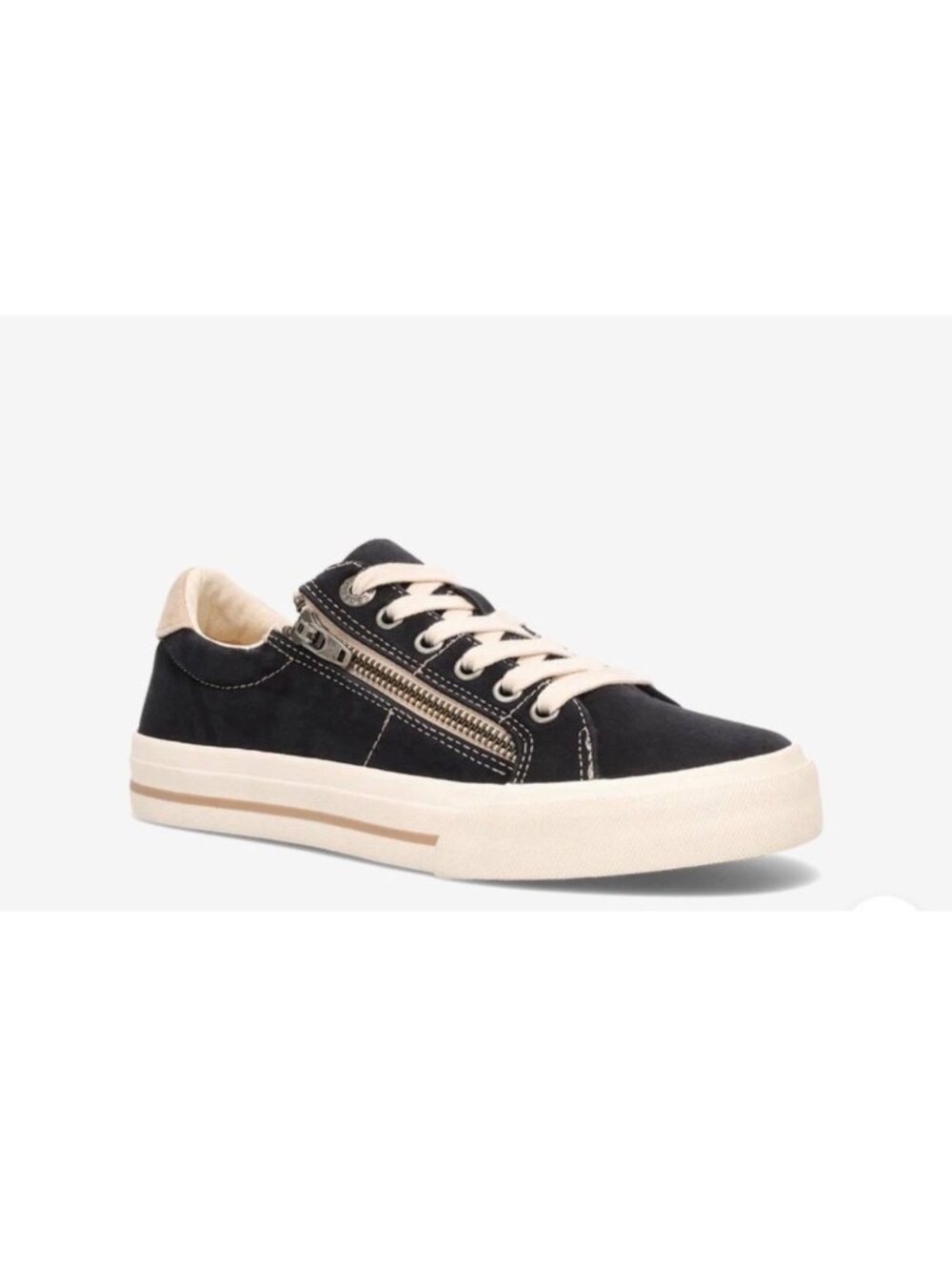 Taos Z-Soul Canvas Side-Zip Low-Top Sneakers Womens 8.5 Wide Black
